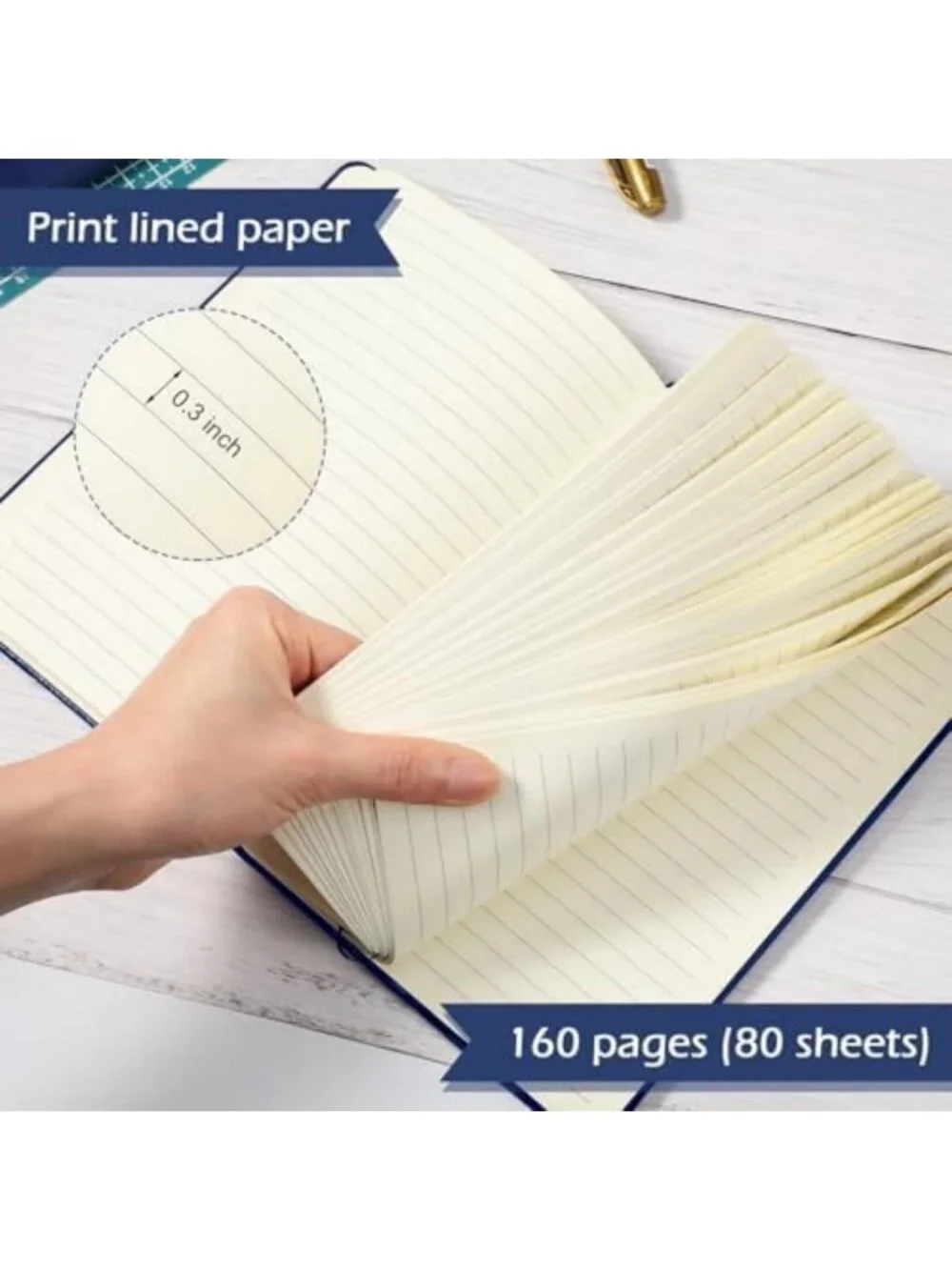 20 Pack A5 Lined Notebooks, PU Leather Journals, Navy Blue, Ideal for Writing